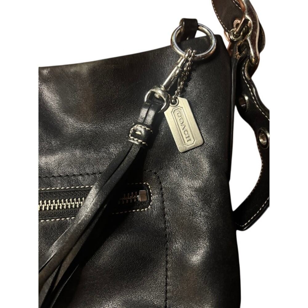 COACH 1415 Vintage Y2K Legacy Slim Hobo Black Leather Shoulder Bag Zip Tassel - Picture 3 of 11